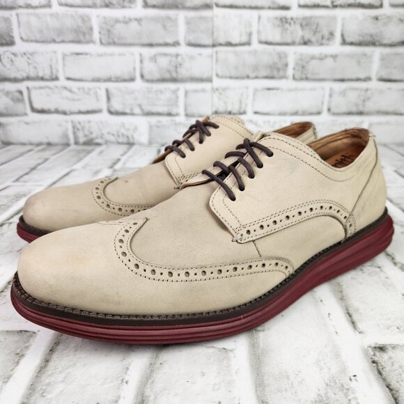 Cole Haan Original Grand Men\'s Size 10.5 Beige Nubuck Wingtip Oxford Casual Shoe main image 8